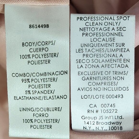 JS COLLECTIONS Beaded Illusion Sleeve Trumpet Gown In Blush NWT Size 4 - Picture 8 of 16